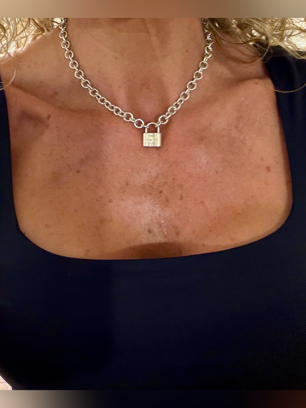 Tiffany & Co. Silver 1837 Padlock/Lock Charm Pendant, 15.5” Necklace & Pouch - Picture 8 of 9